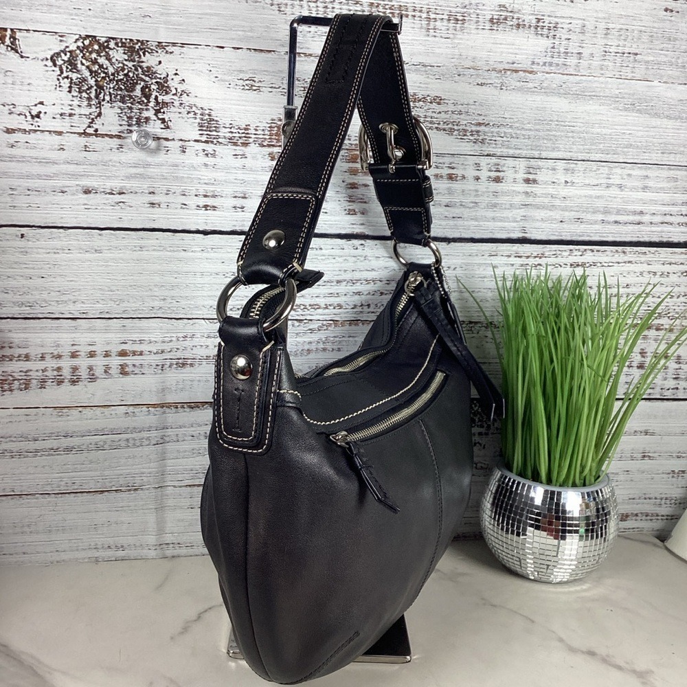 Coach Y2K‎ #13730 Vintage Soho Black Leather  Shoulder Bag with Silver Purse - Picture 5 of 14